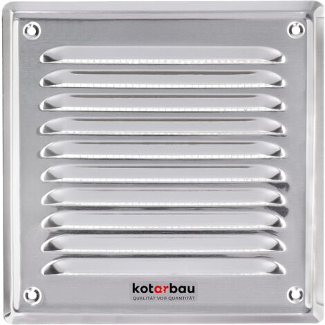 Kotarbau – Grille de ventilation 165 x 165 mm en inox poli – Résistante à la corrosion – Moustiquaire anti-insectes – Pour intérieur et extérieur
