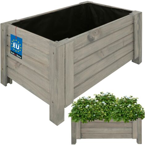 KOTARBAU® Jardinière Extérieur - Bois de Pin Imprégné - 60 x 39 x 30 cm - Anthracite - Jardiniere sur Pieds - Bac à Fleurs Rectangulaire - Grande Capacité - avec Toile Anti-Mauvaises Herbes
