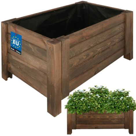 KOTARBAU® Jardinière Extérieur - Bois de Pin Imprégné - 60 x 39 x 30 cm - Brun - Jardiniere sur Pieds - Bac à Fleurs Rectangulaire - Grande Capacité - avec Toile Anti-Mauvaises Herbes