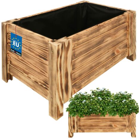 KOTARBAU® Jardinière Extérieur - Bois de Pin Imprégné - 60 x 39 x 30 cm - Rustique - jardiniere sur pieds - Bac à Fleurs Rectangulaire - Grande Capacité - avec Toile Anti-Mauvaises Herbes