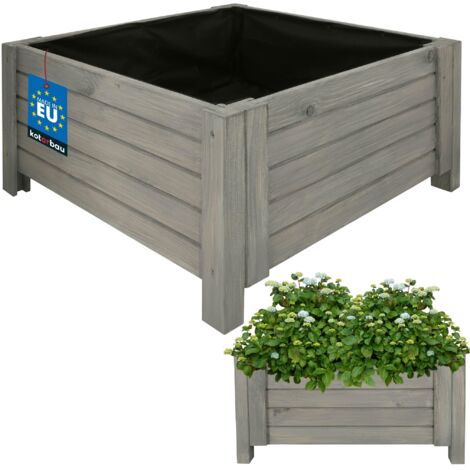 KOTARBAU® Jardinière Extérieur - Bois de Pin Imprégné - 60 x 60 x 30 cm - Anthracite - Jardiniere sur Pieds - Bac à Fleurs Rectangulaire - Grande Capacité - avec Toile Anti-Mauvaises Herbes