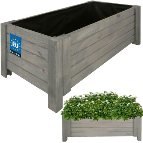 KOTARBAU® Jardinière Extérieur - Bois de Pin Imprégné - 79 x 39 x 30 cm - Anthracite - Jardiniere sur Pieds - Bac à Fleurs Rectangulaire - Grande Capacité - avec Toile Anti-Mauvaises Herbes