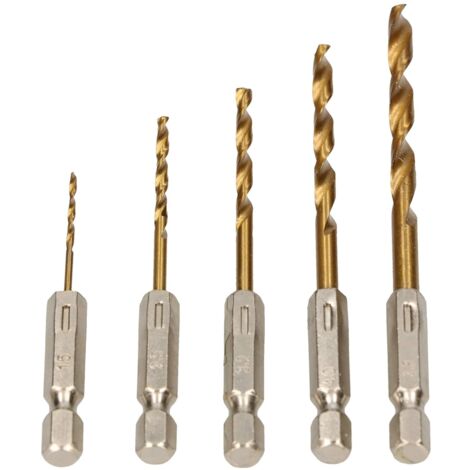 KOTARBAU Jeu de 5 forets HSS 1,5-4,8 mm avec tige hexagonale 1/4 pour métal, bois, plastique pour perceuse-visseuse sans fil