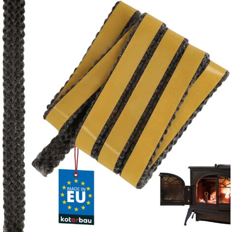 KOTARBAU® Joint Insert Cheminée - Joint Poêle À Bois - 20 x 5 mm - Fibre de Verre - 2,5 m - Noir - Résistant à la Chaleur - Autocollant