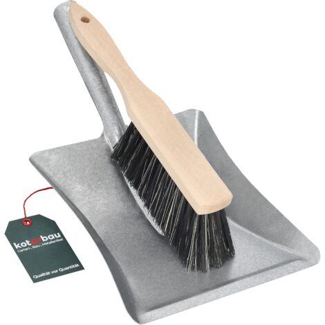 Kotarbau – Kit de balayage 2 pièces – Balayette en bois et pelle en acier galvanisé – Pour cendres et poussière – Longueur 365mm