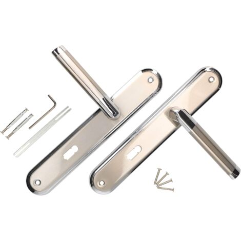 KOTARBAU Kit de poignées de porte BB 72 mm - Plaque longue nickel-chrome universelle moderne