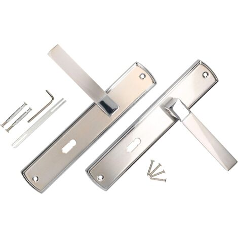 KOTARBAU Kit de poignées de porte BB 72 mm - Plaque longue nickel-chrome universelle moderne