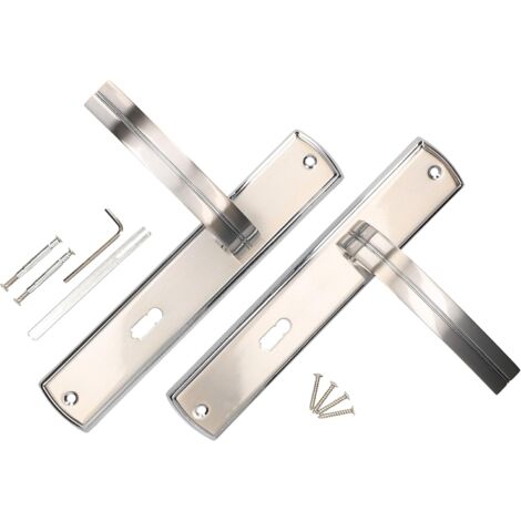 KOTARBAU Kit de poignées de porte BB 72 mm - Plaque longue nickel-chrome universelle moderne