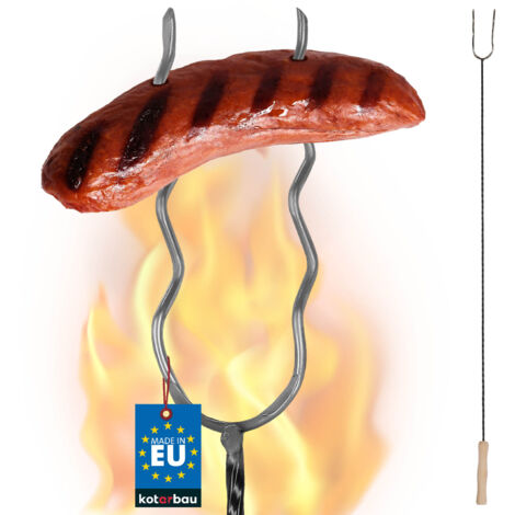 KOTARBAU® Lagerfeuergabel Grillgabel doppelzinkig Lagerfeuergabel gewellter Stock für Wurst 100 cm