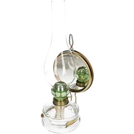 KOTARBAU Lampe à huile avec miroir et support de mèche pour pétrole 35,5 cm de hauteur Remplissage antique, lampe de table, lampe de table, lampe à huile