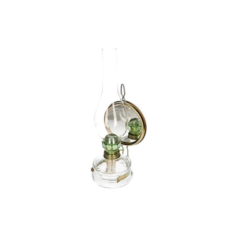 Lampe à huile avec miroir et support de mèche pour pétrole 35,5 cm de hauteur Remplissage antique, lampe de table, lampe de table, lampe à huile