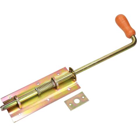 KOTARBAU Loquet à ressort - 380/13 mm de large - Jaune - Pour portail de garage - Avec poignée en bois