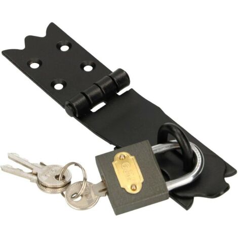 KOTARBAU Loquet de sécurité 150 x 35 mm avec cadenas à charnière, loquet de porte, loquet de cave robuste