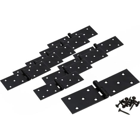 KOTARBAU Lot de 10 charnières de meuble roulées noires pour meubles (150 x 45 mm)