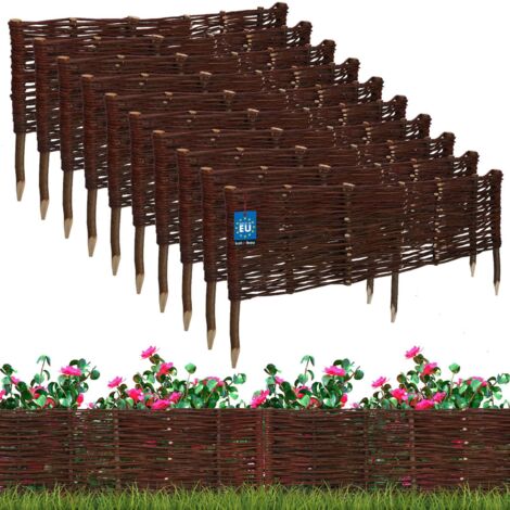 KOTARBAU® Lot de 10 Clôture Bois  - Bordure Jardin Extérieur - 100 x 30 cm - Bordure de Jardin en Osier à Planter - Marron - Cloture en Osier - Décoration Extérieure