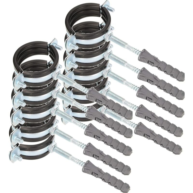 Lot de 10 pièces Support de tuyau 1 '' Collier de serrage avec Joint en caoutchouc Collier de montage Anti-vibration pour Conduits ronds Conduits de