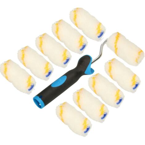 Kotarbau – Lot de 10 rouleaux de peinture 70mm – Manche ergonomique en caoutchouc – Polyamide pour peinture latex et acrylique – Couverture uniforme