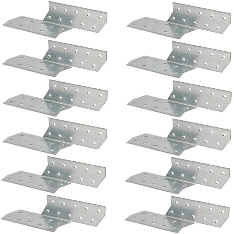 Kotarbau – Lot de 12 équerres de fixation en acier galvanisé 170 x 40 mm – Pour constructions bois – Résistance au vent – Montage rapide