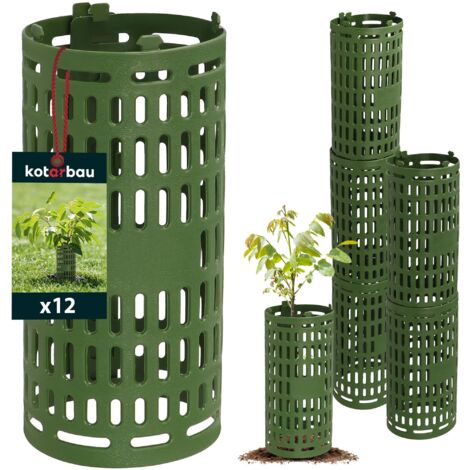 KOTARBAU® Lot de 12 Protection Tronc D'Arbre - ⌀ 11,5 cm - Plastique - 26 cm - Vert - Protection Arbre Fruitier - Gaine Protection Arbre - Empilable et Modulable