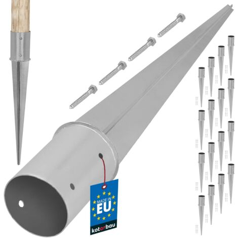 KOTARBAU® Lot de 16 Support Poteau Bois - ⌀ 100 mm - Support Poteau à Enfoncer - Acier Galvanisé - Argent - Pour Poteaux Bois Rond - Résistant à La Corrosion