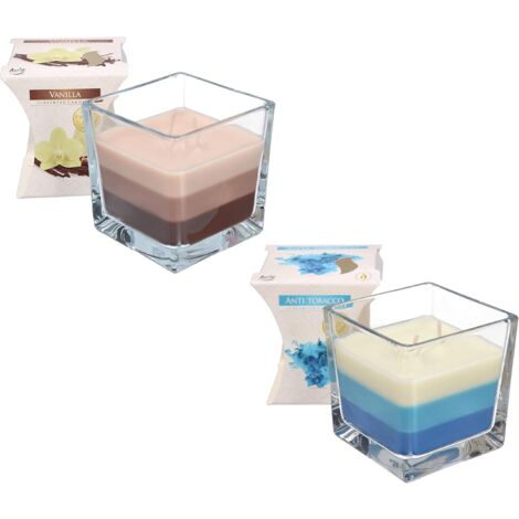 KOTARBAU Lot de 2 bougies parfumées à 2 mèches dans un verre - Trois couleurs - Idée cadeau - Aromathérapie - Durée de combustion jusqu'à 32 heures (vanille + anti-fumée)