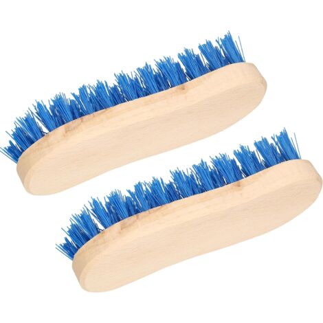 KOTARBAU Lot de 2 brosses à récurer en forme de S - 180 mm - Manche en bois avec poils en PVC - Brosse de nettoyage pour sols difficiles d'accès