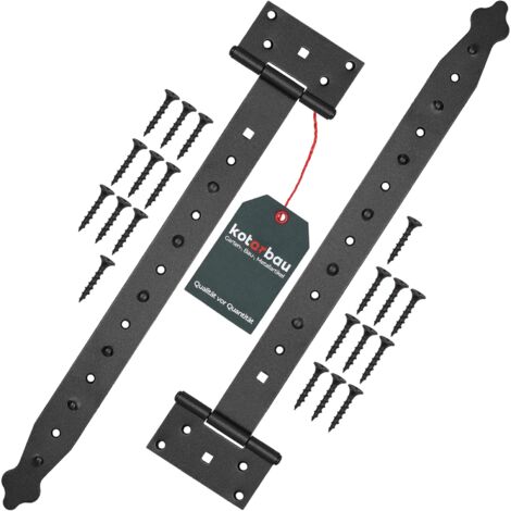 Kotarbau – Lot de 2 charnières en acier 400 mm – Revêtement par poudre – Largeur 35 mm – Épaisseur 3 mm – Pour portes de jardin et portails