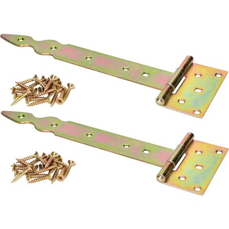 KOTARBAU Lot de 2 charnières en T décoratives - Taille : nom galvanisé - Jaune (250 mm)