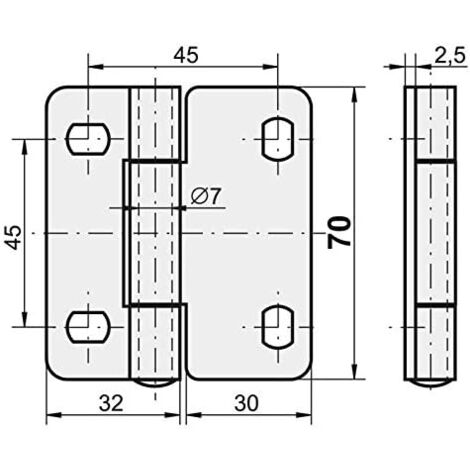 KOTARBAU Lot de 2 charnières en tôle - 70 x 62 mm - 2 charnières - Pour portail sectionnel - Tige en acier galvanisé - Robuste