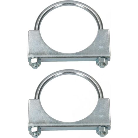 KOTARBAU - Lot de 2 colliers de serrage pour tuyau d'échappement - 90 mm - Pour montage d'antennes, de tuyaux, de mâts - Collier de serrage universel pour raccords de tuyaux