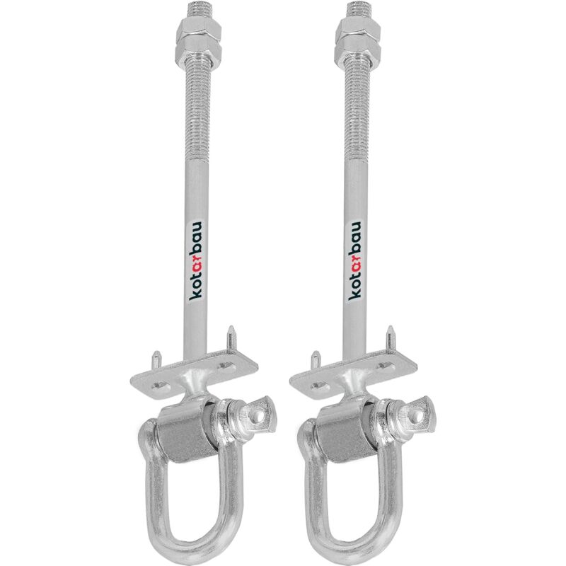 Kotarbau – Lot de 2 crochets de balançoire M12 x 190 mm – Acier galvanisé – Pour fixation sur poutres en bois et béton – Crochets de sécurité