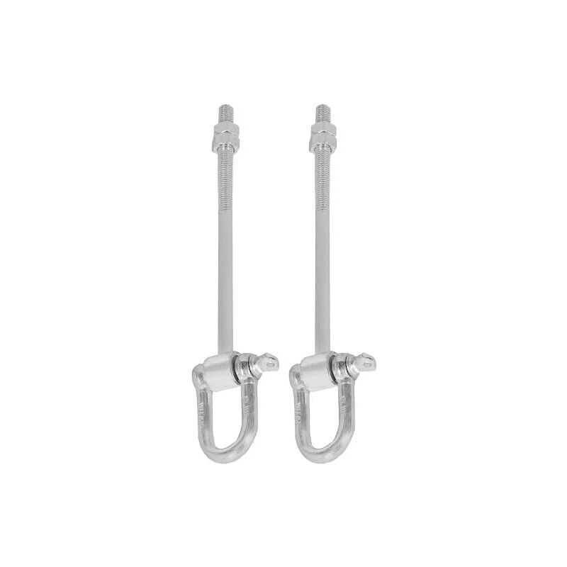 Lot de 2 Crochets M12 x 190 mm avec Manille et Boulon - Filetage Galvanisé - Crochet Hamac Balançoire Exterieur Fixation de Balancoire de Jardin