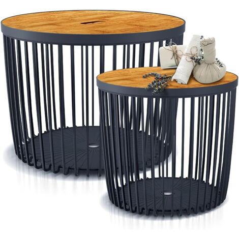 KOTARBAU Lot de 2 paniers de rangement multi-usages avec feuilles de bois.