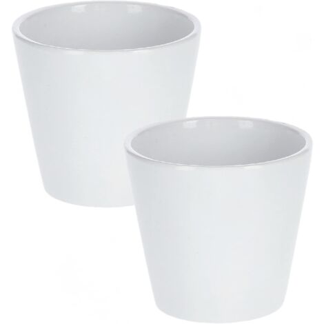 KOTARBAU Lot de 2 pots de fleurs en céramique Blanc lisse Ø 9 cm