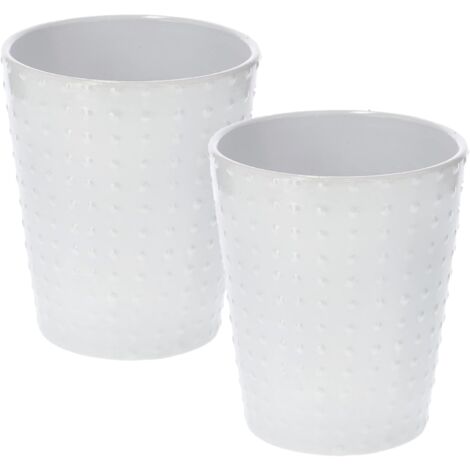 KOTARBAU Lot de 2 pots de fleurs en céramique pour orchidées H 150 mm Ø 120 mm Blanc à pois convexes