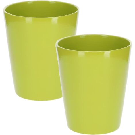 KOTARBAU Lot de 2 pots de fleurs en céramique pour orchidées Hauteur 150 mm Diamètre 120 mm Vert