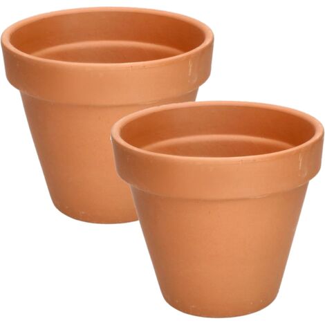 Kotarbau – Lot de 2 pots de fleurs en terre cuite Ø 17 cm – Parois épaisses pour oxygénation – Design intemporel pour intérieur et extérieur