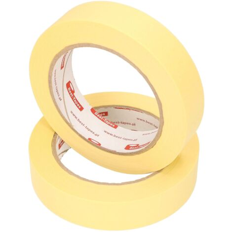 KOTARBAU Lot de 2 Rubans de Masquage 25 mm x 50 m Ruban de Protection Autocollant Jaune pour Travaux de Peinture