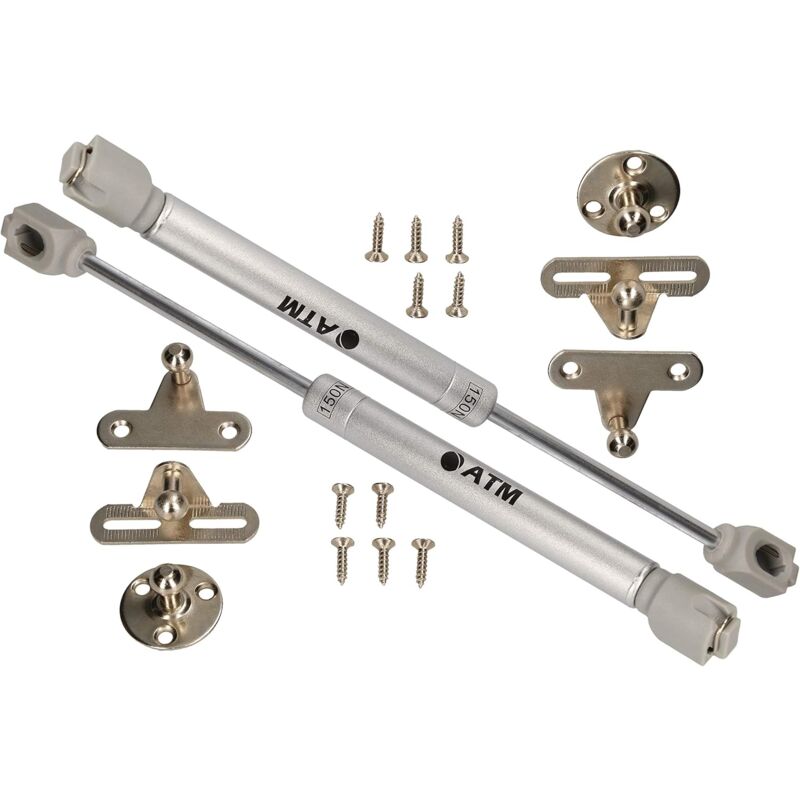 Lot de 2 vérins à gaz pour meubles - 150 n - Ressort à gaz hydraulique - Argenté - Kotarbau