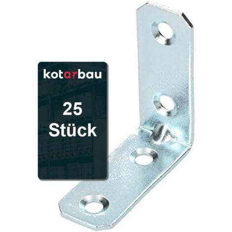 KOTARBAU Lot de 25 raccords d'angle 35 x 35 x 16 x 2 mm avec nervure en acier - Trous de montage - Pour meubles - Galvanisé - Pour charges lourdes