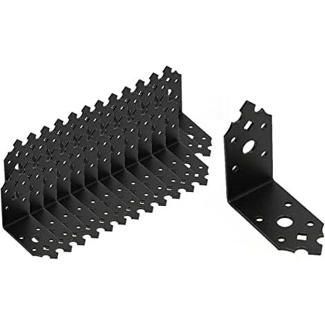 KOTARBAU Lot de 25 raccords d'angle d'angle pour chaise, meuble, angle de perçage, équerres de construction en bois, raccords de poutre, connecteurs en poudre noir (80 x 80 x 40 mm)