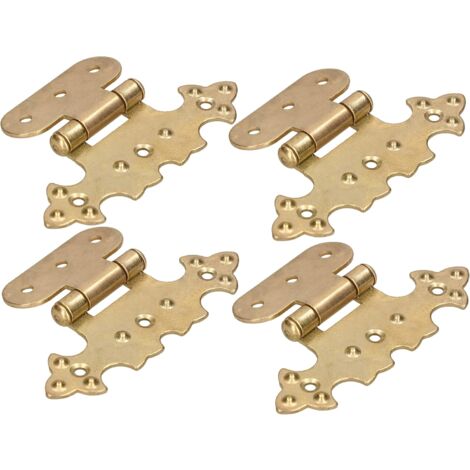 KOTARBAU Lot de 4 charnières décoratives pour armoire asymétriques rétro en laiton doré antique
