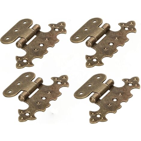 KOTARBAU Lot de 4 charnières décoratives pour armoire asymétriques rétro Patine antique