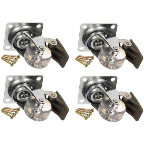 KOTARBAU Lot de 4 roulettes de meuble transparentes Ø 35 mm avec frein pour tous les types de sols Roulettes pivotantes en caoutchouc Roulettes de transport Pour Sofar/Caisse à outils
