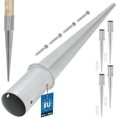 KOTARBAU® Lot de 4 Support Poteau Bois - ⌀ 80 mm - Support Poteau à Enfoncer - Acier Galvanisé - Argent - Pour Poteaux Bois Rond - Résistant à La Corrosion