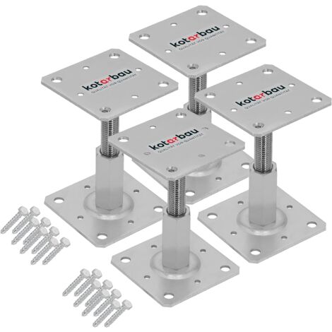 Aqbau® Paaldrager, steunpoot, in hoogte verstelbaar, verzinkt, vloervoet, betonvoet voor inbetonneren, paaldrager, verstelbaar, schroefdraad M24 mm, met schroevendraaier, 110 x 110 x 500 mm