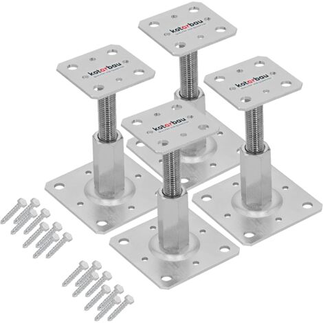Kotarbau – Lot de 4 supports de poteau 80 x 80 mm – Hauteur réglable 90 à 150 mm – Acier galvanisé pour fixation béton – Pieds de support durables