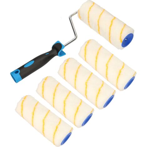 Kotarbau – Lot de 5 rouleaux de peinture 180 mm – Manche en caoutchouc – Pour surfaces en bois, béton et métal – Application uniforme sans goutte