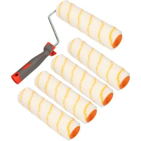 Kotarbau – Lot de 5 rouleaux de peinture 250 mm – Manche en caoutchouc – Absorption optimale pour émulsions et acryliques – Pour rénovation intérieure et extérieure