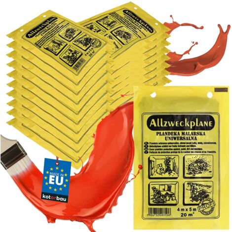 KOTARBAU® Lot De 50 Bâche Protection Peinture - Polyéthylène Recyclé - 4 x 5 m - Gris - Bâche Peinture Sol Robuste - Film De Protection Épais - Bâche Plastique Protection Rénovation